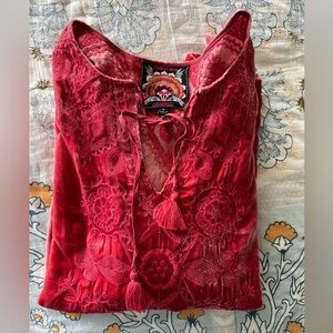Johnny Was Crimson Embroidered Tunic XL